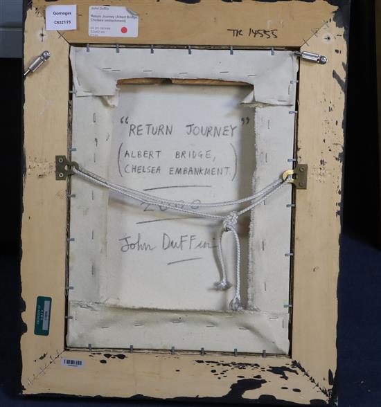 § John Duffin (1965-) Return Journey (Albert Bridge, Chelsea Embankment) 15 x 11in.